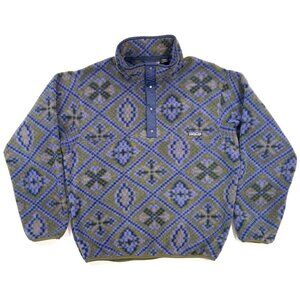 Patagonia Mens Synchilla Snap-T Fleece Size Medium Aztec Geometric Vtg 90s USA